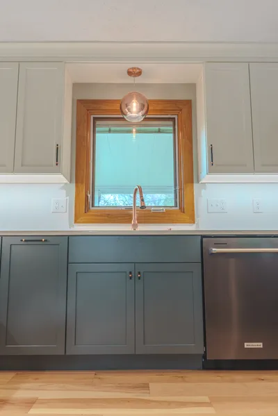 Kitchen backsplash and cabinet detail in Bloomington, IN